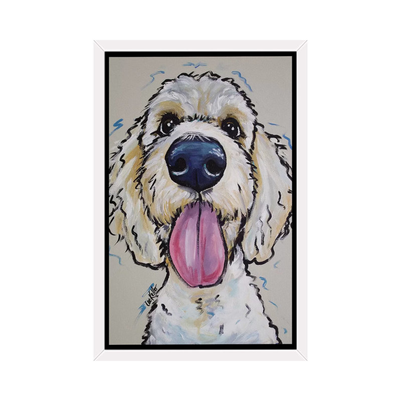 «Goldendoodle Murphy Whimsical», reproduction de photo, H 60 po x l 40po x P 1,5 po, Cadre blanc
