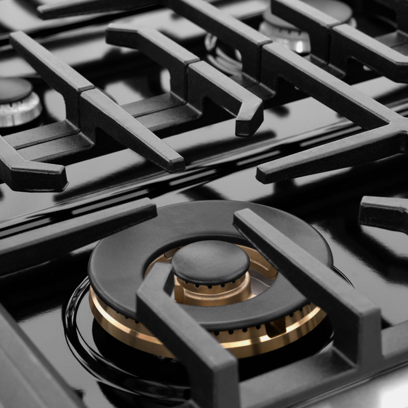 ZLINE 36" Stainless Steel Gas Range with Black Matte Door