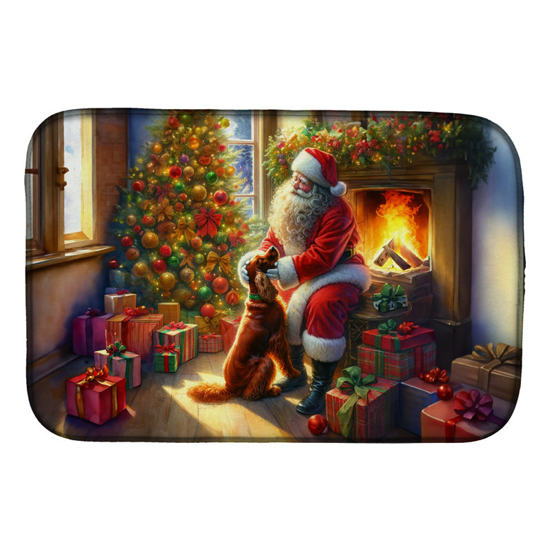 Tapis de séchage Irish Setter and Santa Claus