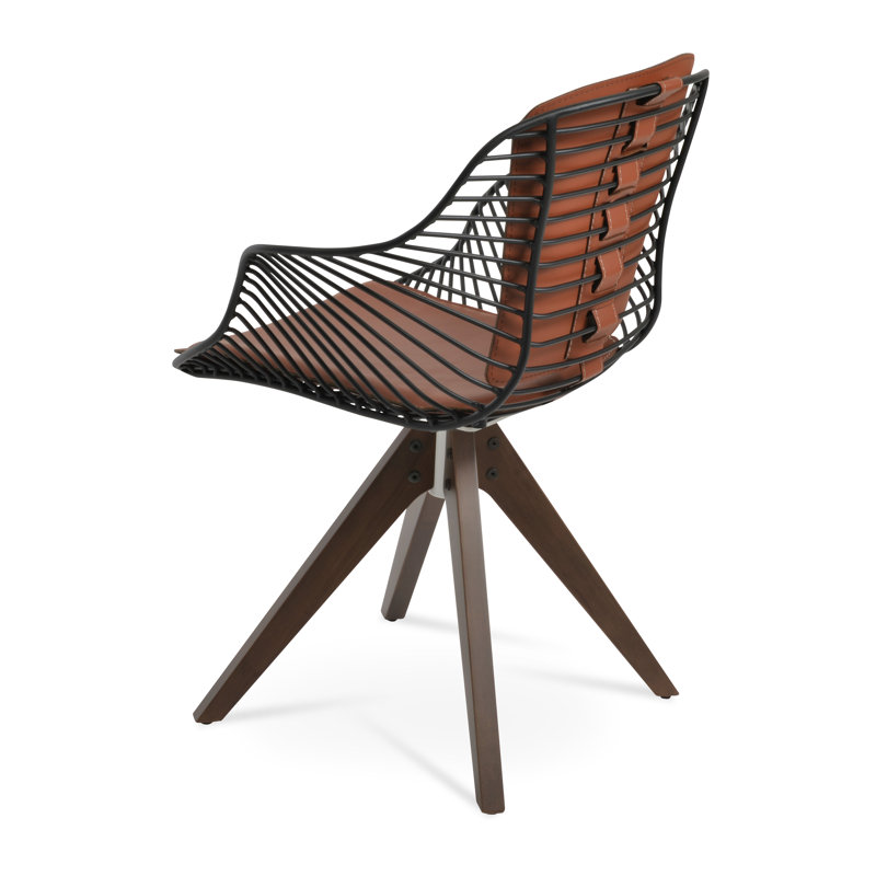 Chaise avec accoudoirs pivotants Zebra Pyramid, Noyer, Noir, Cannelle