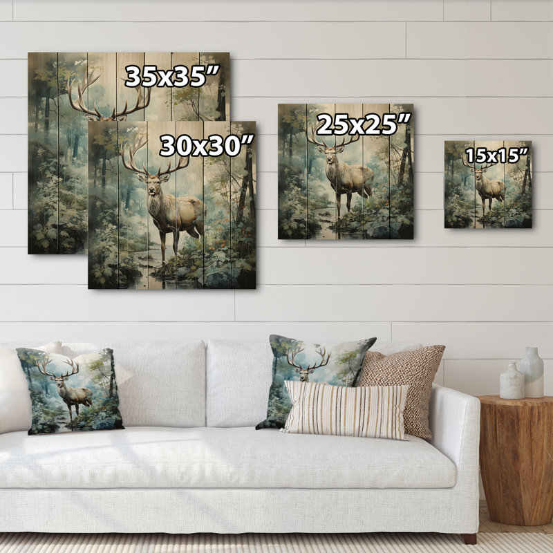 «Brason Deer Harmonious Encounter» sur impression sur bois, H 35 po x l 35 po x P 0,78 po