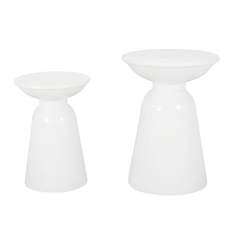Serenita Outdoor Iron Side Tables With Flared Design(Only Including Table), White