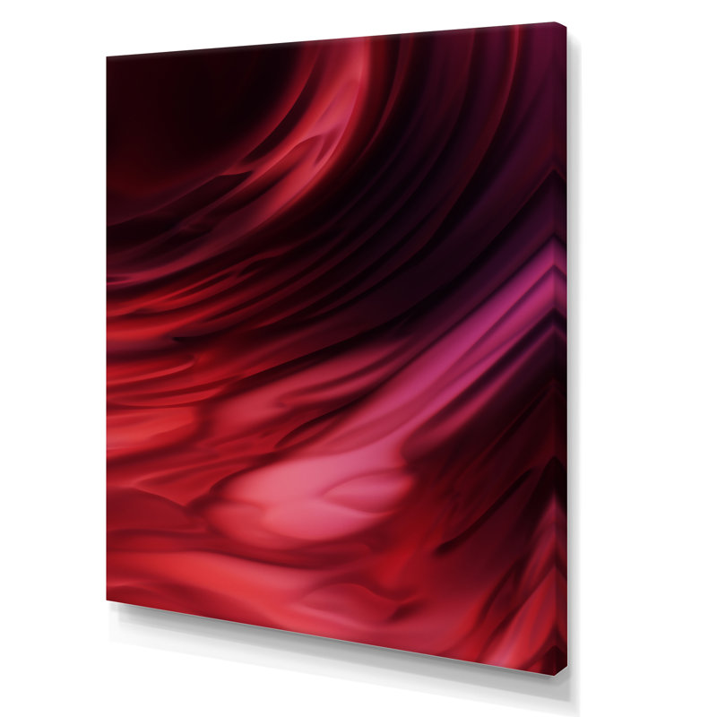 Abstrait vague rouge liquide - art mural moderne sur toile, H 20 po x l 12 po x P 1 po, Toile tendue