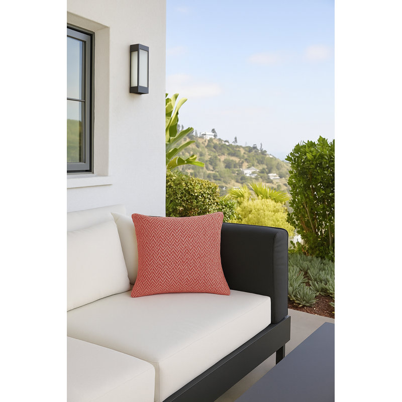 Marisol Herringbone Bay Indoor Outdoor Pillow 20x20, Red, Square 24", Polyester