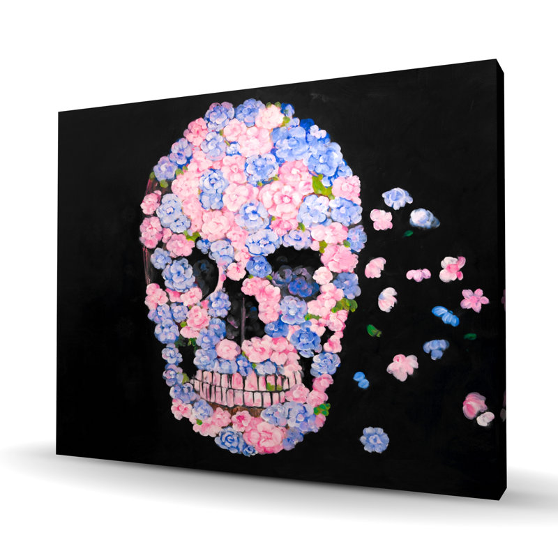 Fleur crâne sur toile - art floral unique