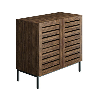 Farmhouse 30 in. W Sideboard Buffet Accent Storage Cabinet with Strip Skeleton Door and Adjustable shelves by HOMEIBRO