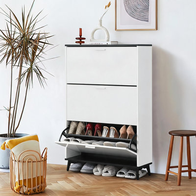 Organisateur de chaussures autoportant de 47 po de hauteur avec pieds pour vestibule, couloir et garde-robe