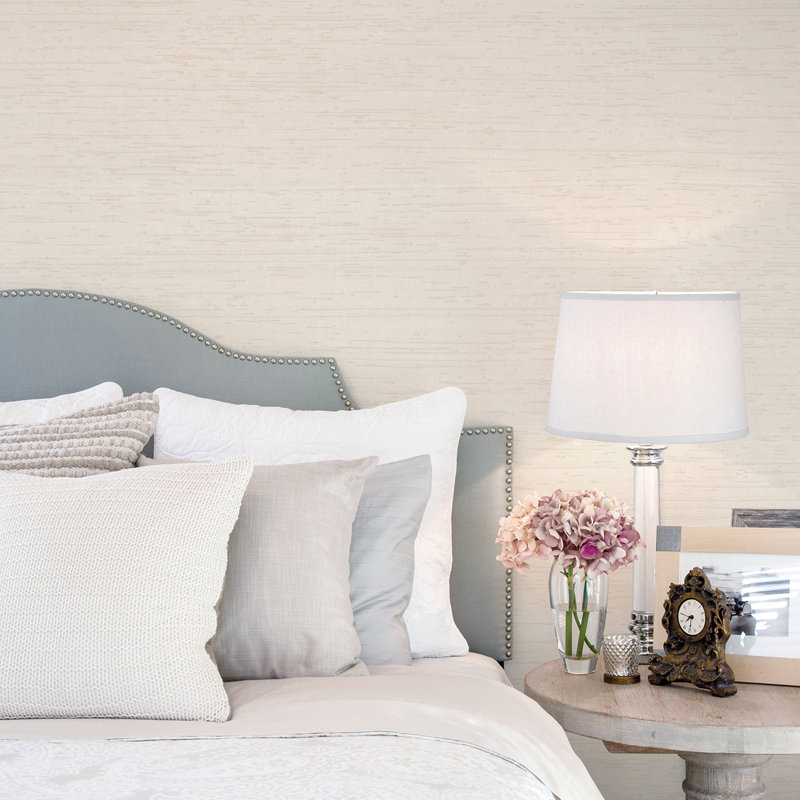 Moffitt 10m x 53cm Textured Satin Wallpaper Roll, Greige