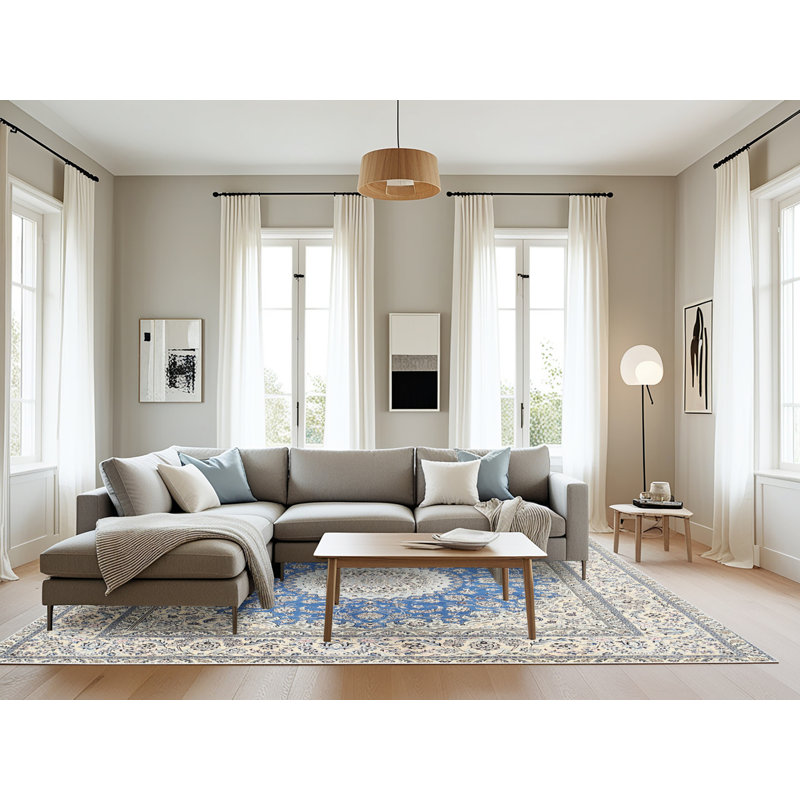 Tapis oriental beige / brun / bleu Anita, Rectangle 8 pi x 12 pi