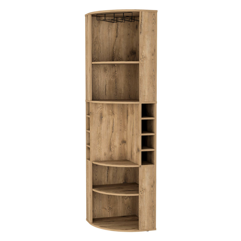 5 Corner Cabinet - Living Room Enhancement 18.5 X Inches, Wood 5-shelf Bar Storage Enhance Functionality Brown Finish, 95.2 Lbs