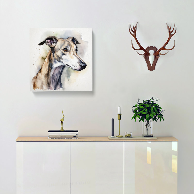 Greyhound Dog Watercolour - Wrapped Canvas, 35cm H x 35cm W x 3cm D