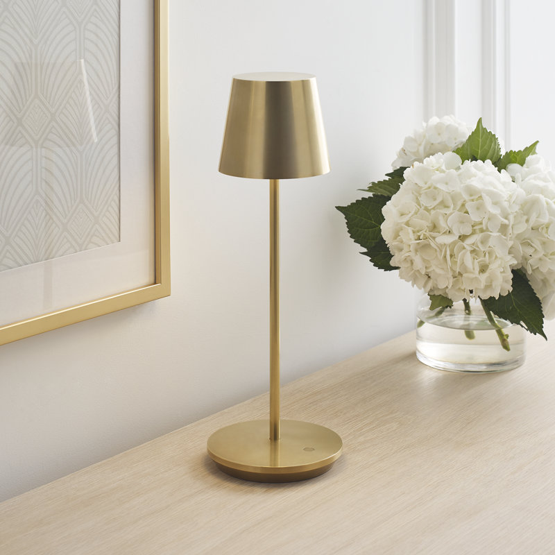 Nevis Accent Rechargeable Table Lamp, Natural Brass