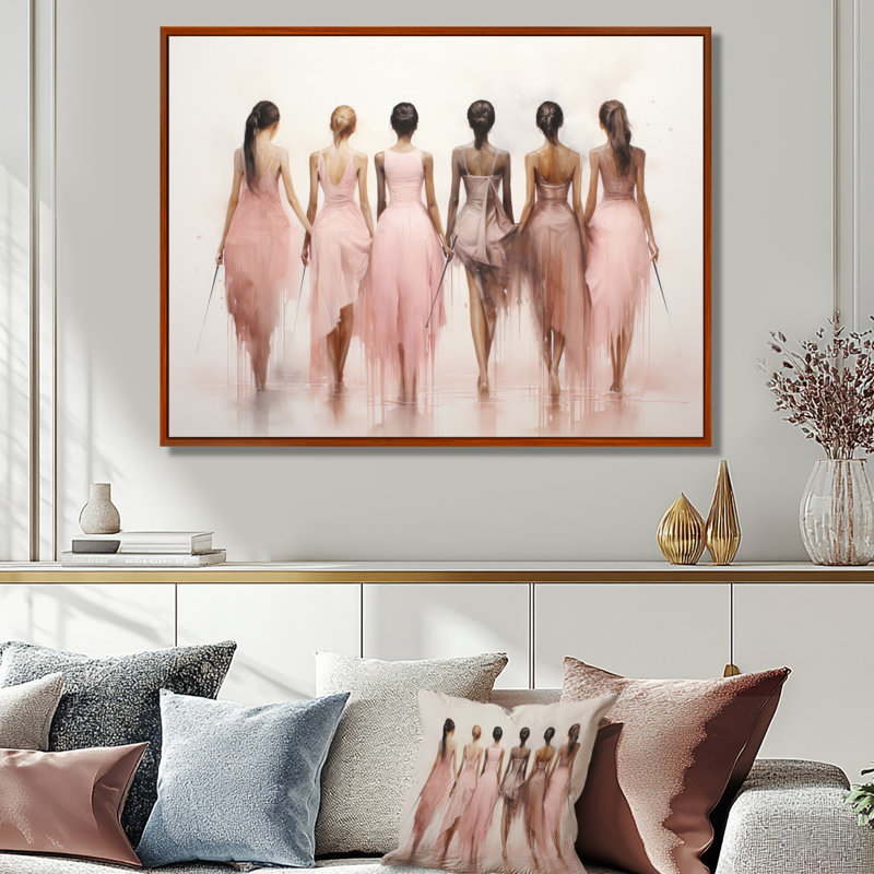 Pink Dance Quiet Ensemble - Danse encadrée, H 30 po x l 40 po x P 1,5 po, Cadre flottant brun