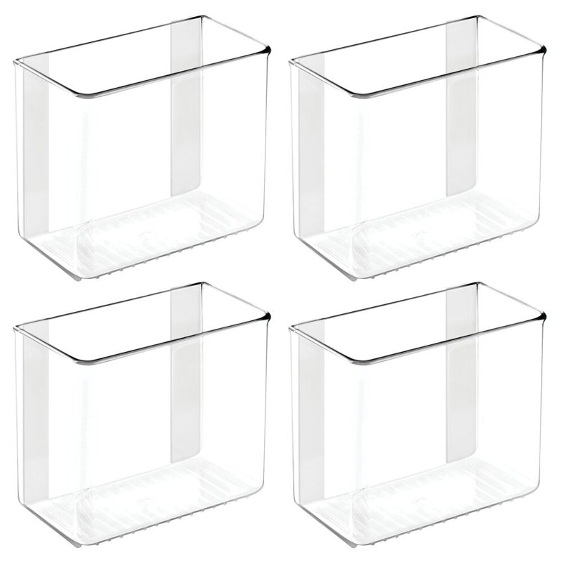 iDesign Adhesive Organizer Bin for Kitchen - Set of 4 - Clear