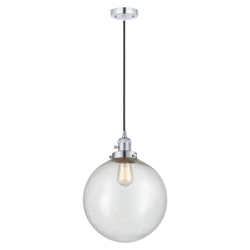 1 - Light Single Globe Pendant, Polished Chrome