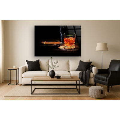 Art mural en verre trempé sans cadre Whiskey - 40 po x 60 po