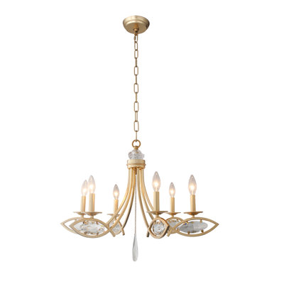 6 Light Candle Style Chandelier In Gold Finish And Clear Crystals -  Rosdorf Park, 8FE6E3F75DCA4C9BB6B4022988D5EAD0