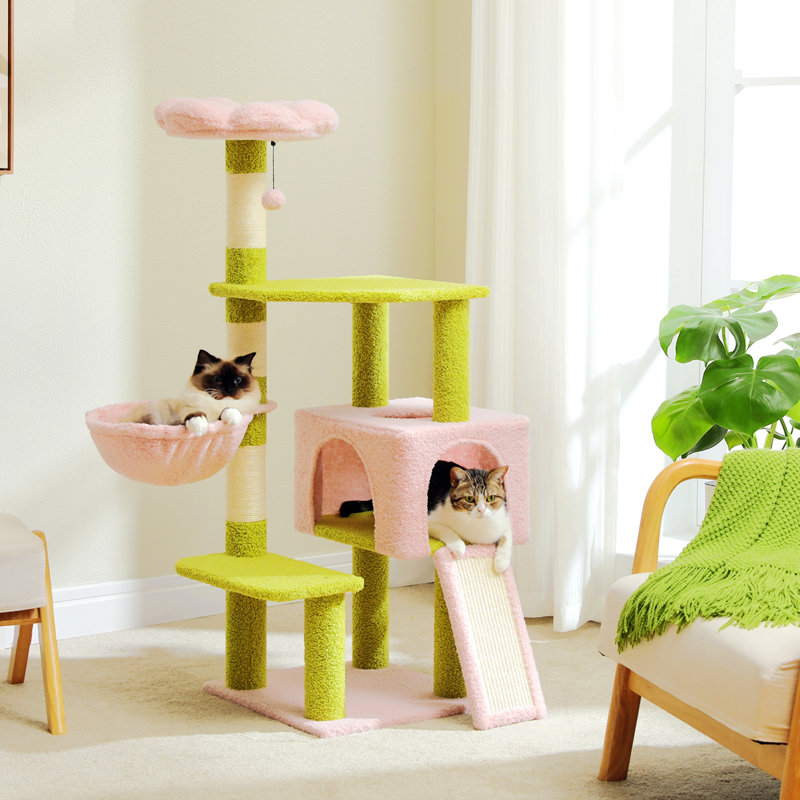Arbre à chat Erlene, Vert / rose