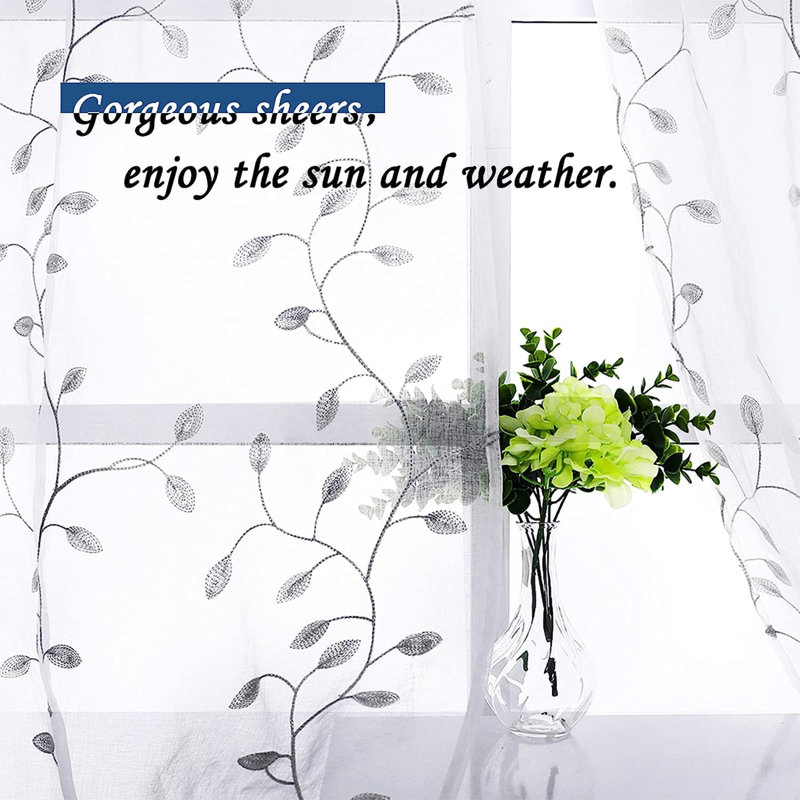 Bohm 54'' W Window Valance, Gray Leaves