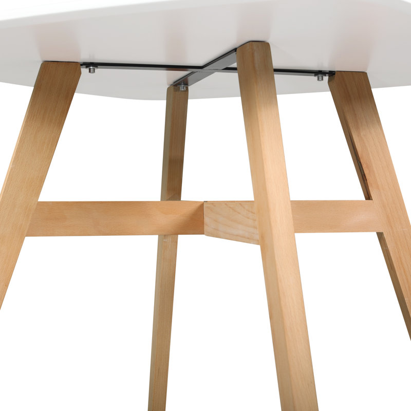 White Square MDF Top Dining Table with Beech Cross Legs