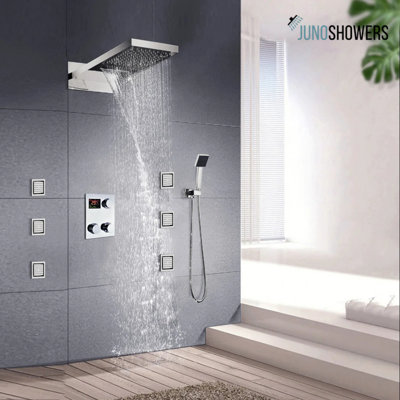 Juno New Luxury Digital Display Shower Faucet with Handheld Shower Head
