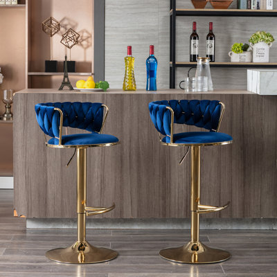 Tabourets de bar avec repose-pieds chromé et base pivotante réglable en hauteur