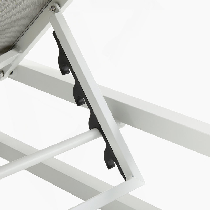 Chaise longue d'extérieur réglable à 5 niveaux 2 pièces, structure en aluminium durable et filet de polyester enduit de PVC, pour le patio / la piscine