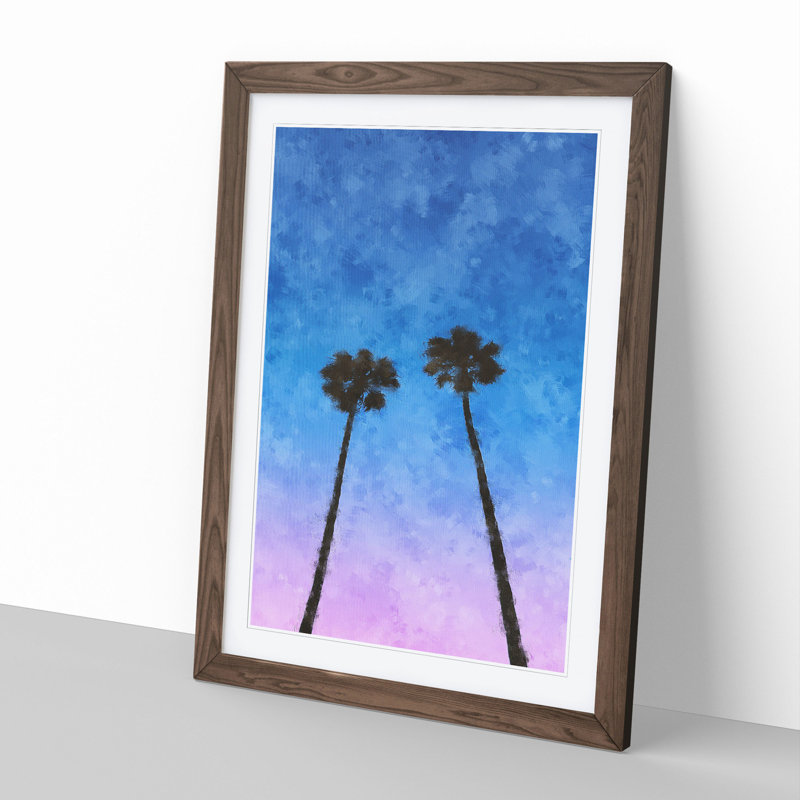 Two Palm Trees - Framed Print, 36cm H x 27cm W x 2cm D, Walnut Framed