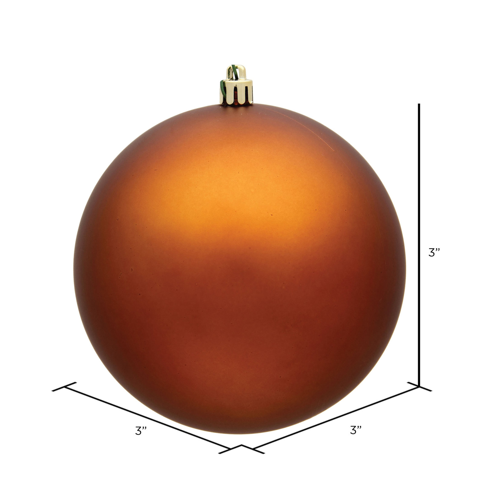 Shatterproof Bauble, 3" H x 3" W x 3" D, Matte Copper