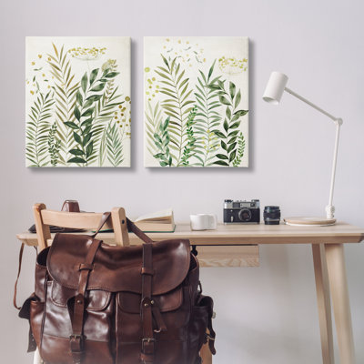  "Varied Leaves & Fronds", ensemble de 2 toiles d'art sur toile par Hannah Dawson