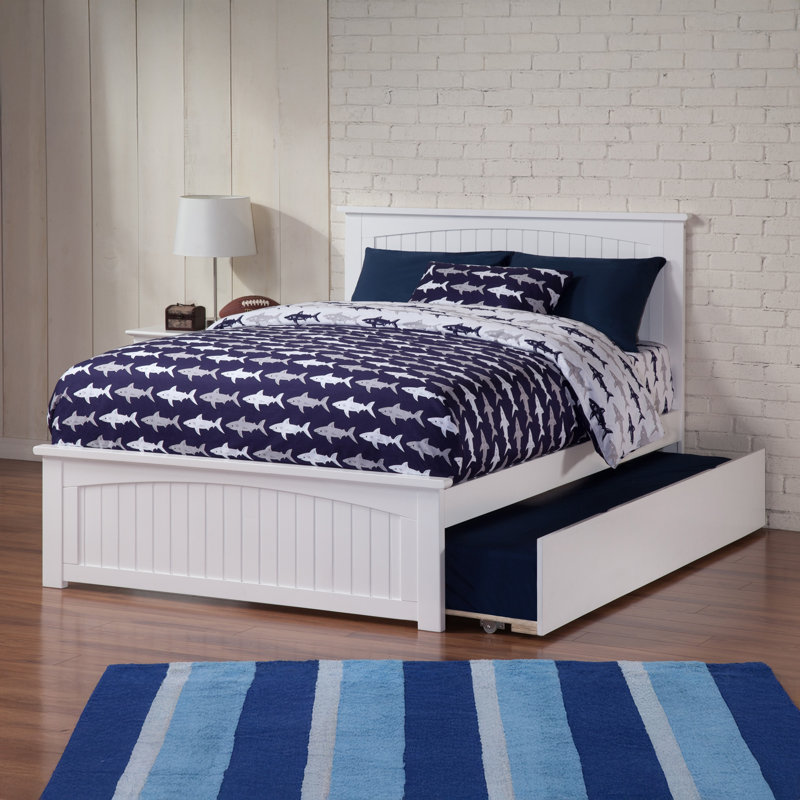 Marquette Solid Wood Platform Bed with Matching Footboard & Trundle, White