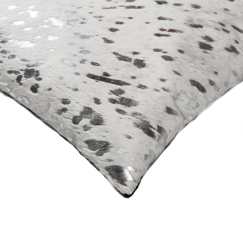 Coussin lombaire en cuir Torino, Argent/Beige