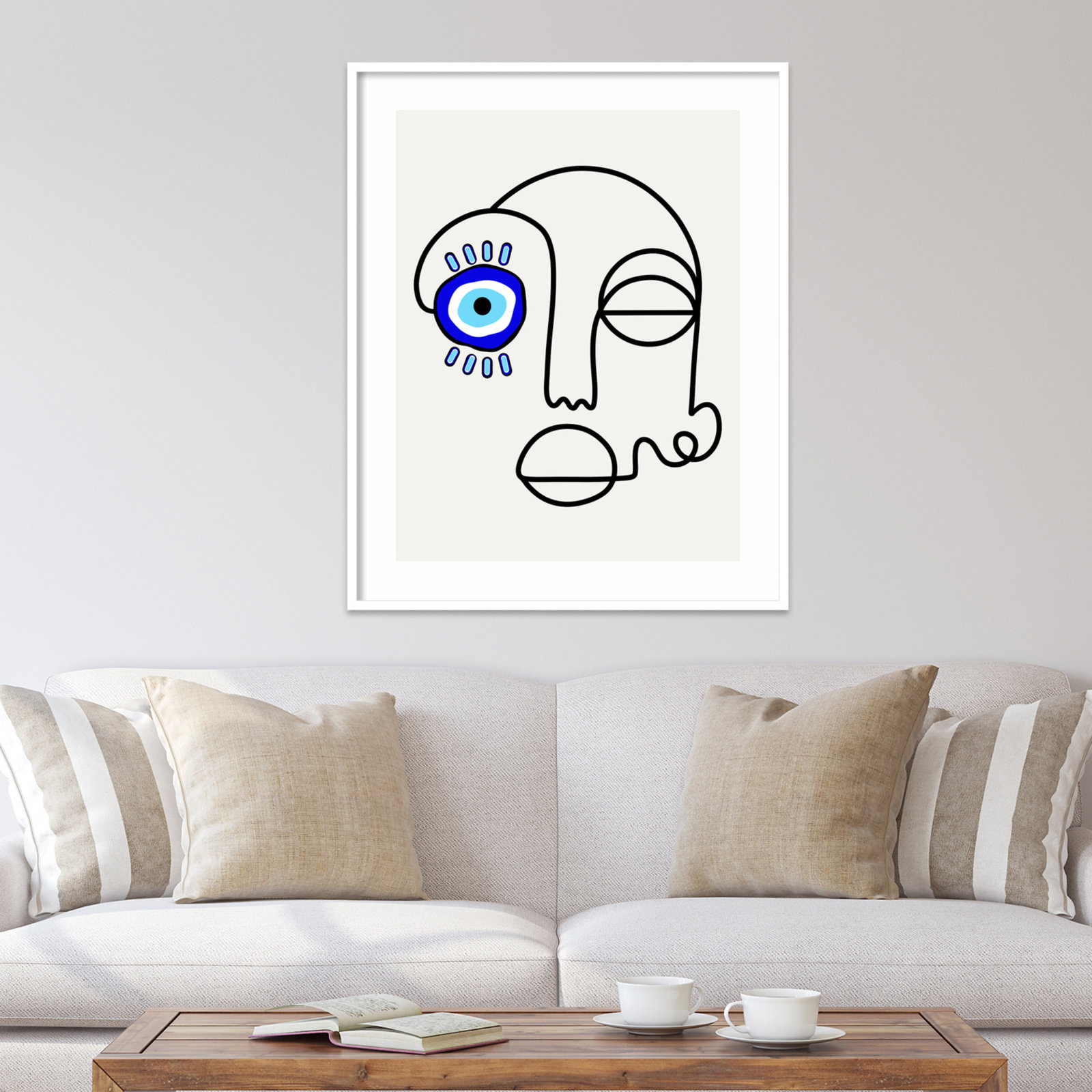 No Evil Allowed Print by Shatha Al Dafai, 41.38" H x 33.38" W x 0.875" D, White