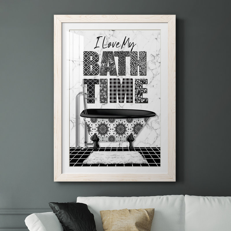 Bath Time - Art textuel, cadre photo, H 37,5 po x l 27,5 po x P 1,5 po, Papier encadré blanc