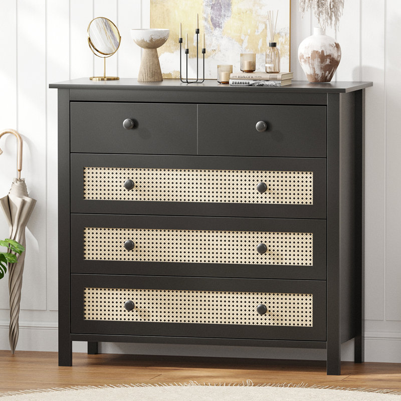 4 Drawer Dresser 39.4'' W, Black