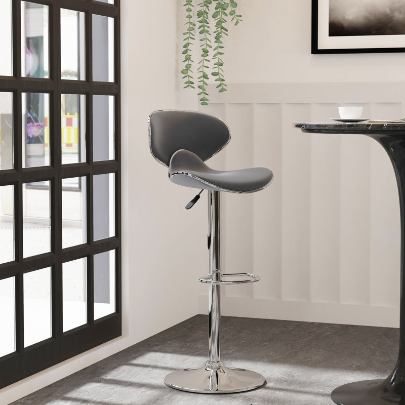 Aishvi Swivel Adjustable Height Bar Stool, Gray