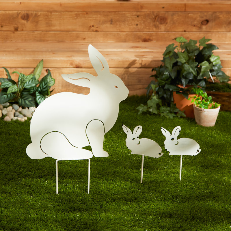 Ensemble de piquets de jardin 3 pièces Griffy Rabbit Family