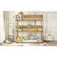 Lit superposé simple en bois d'hévéa simple, avec échelles, lit superposé détachable, double au-dessus d'un simple au-dessus d'un simple, chêne blanc