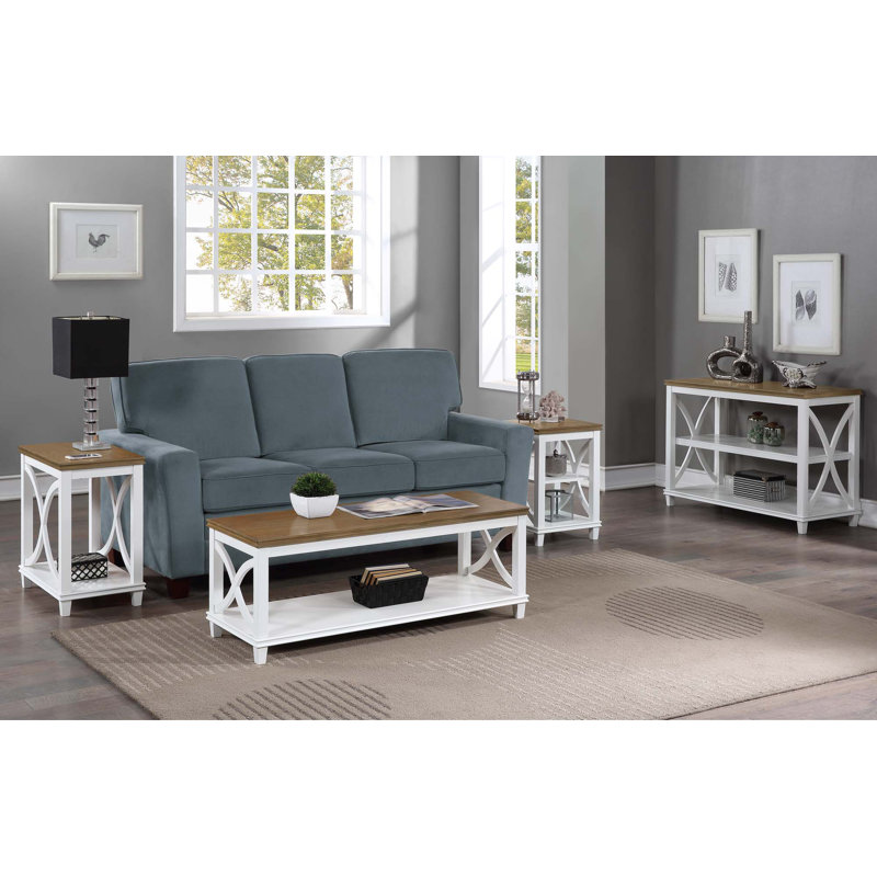 Table de bout avec rangement et cadre en bois massif 24 po Pettegrow, Bois flottant / blanc