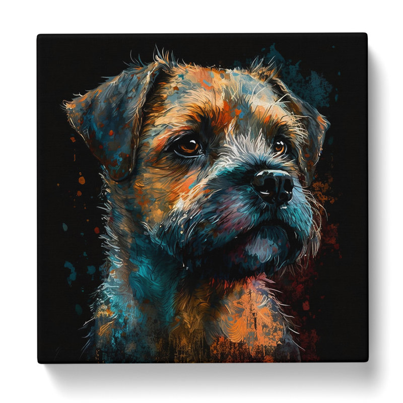Border Terrier Palette Knife Painting No.1 - Wrapped Canvas, 50cm H x 50cm W x 3cm D