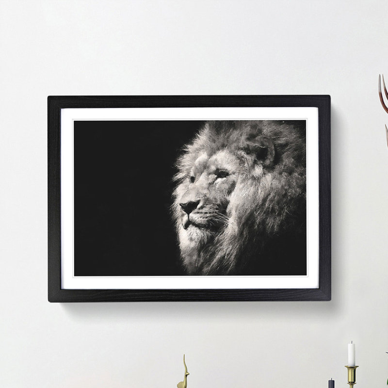 Portrait of a Proud Lion - Framed Print, Black Framed, 45cm H x 63cm W x 2cm D