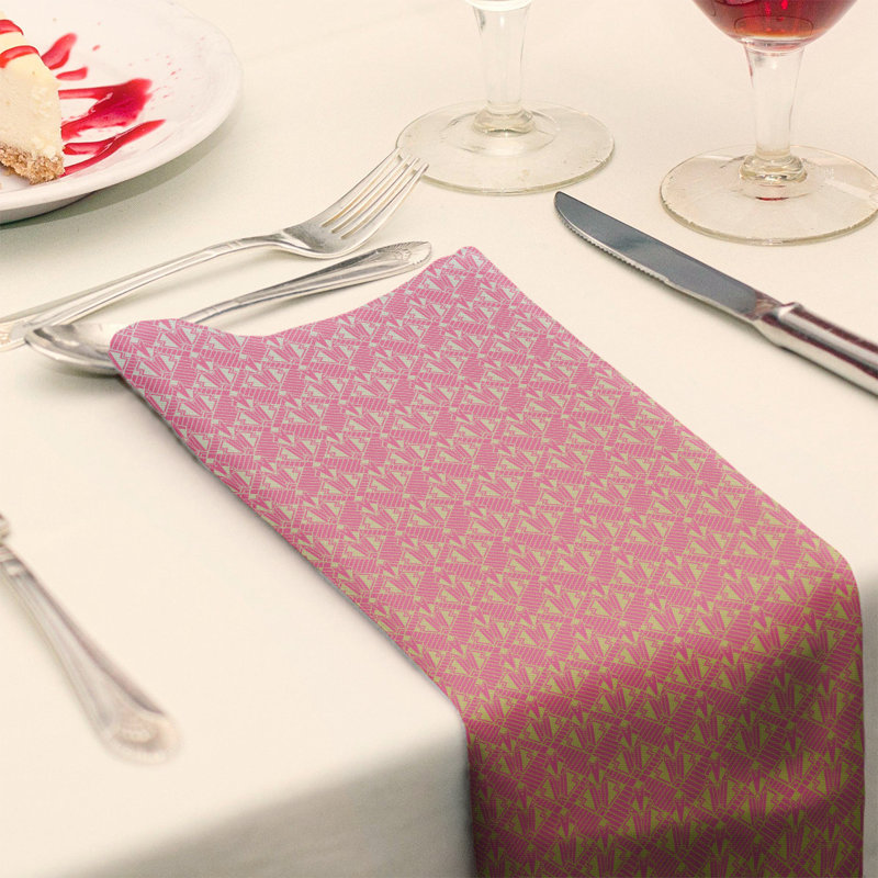 Serviette de coton art déco classic, Rose / Jaune, H 0,1 po x l 10 po x P 10 po, Sergé de coton