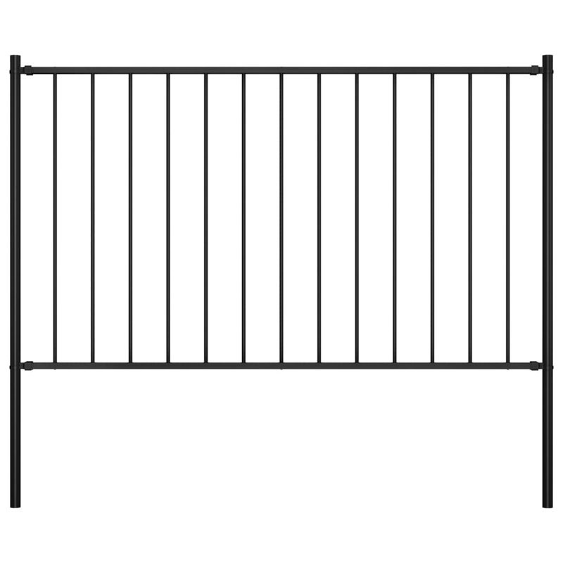 Chourasiya Fence Panel with Posts Powder-coated Steel, Black