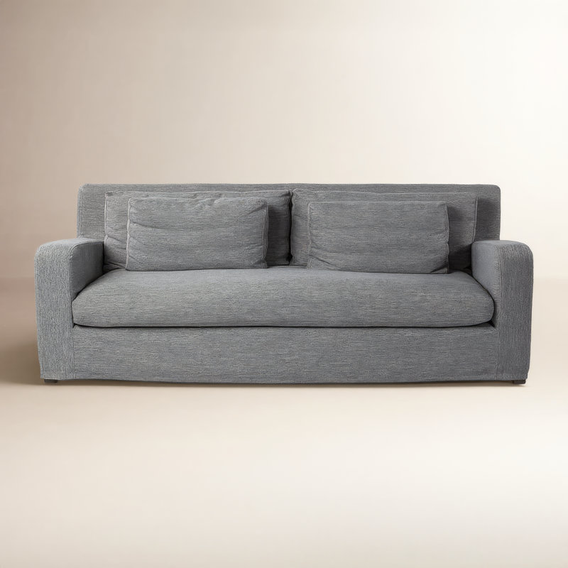 Nessa 93" Slipcovered Sofa, Castlerock Gray Basketweave