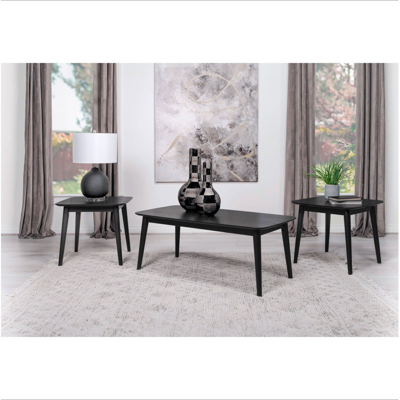 Bivens Black 3-Piece Rectangular Coffee Table Set