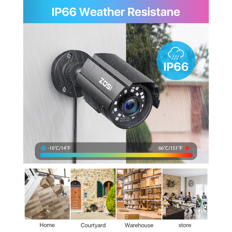 ZOSI 8-Channel 1080p DVR Security System with 4 Wired Outdoor Cameras