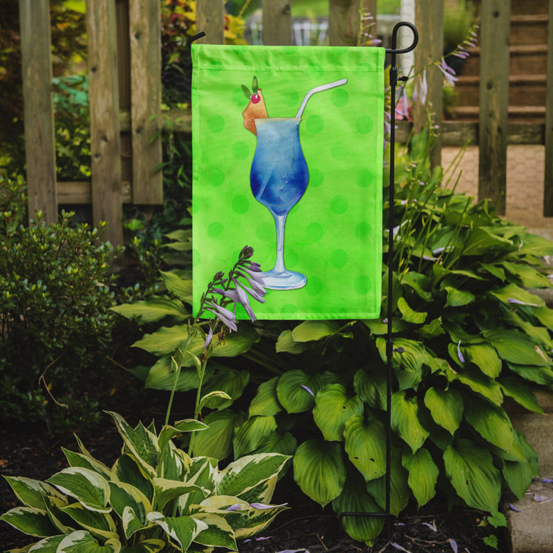 Drapeau de jardin en polyester 15 po x 11 po Theisen Summer Cocktail Polkadot, Vert