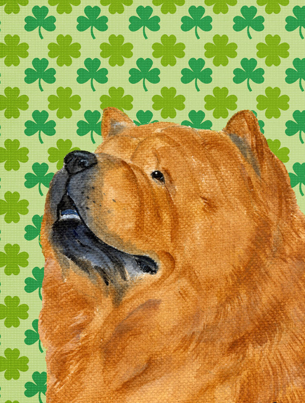 Drapeau de jardin à 2 côtés st. patrick day trèfle, Chow-chow (brun)