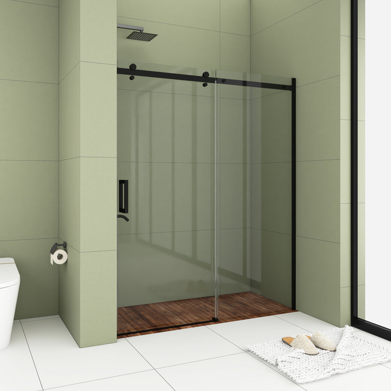 Porte de douche coulissante simple sans cadre 60 "x 74", Noir