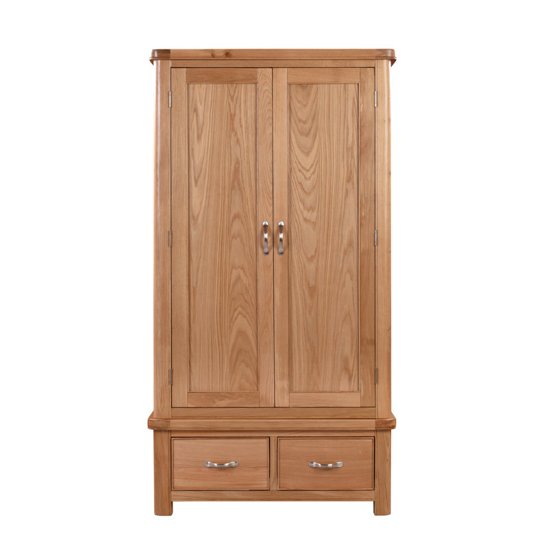 Comfrey 2 Door Solid + Manufactured Wood Wardrobe, Oak